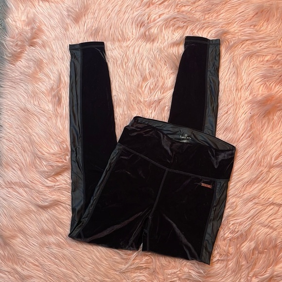 Sweaty Betty London‎ Opulence velvet side strip faux leather black size small - Picture 1 of 8